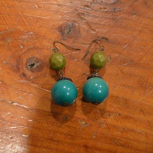 Green and Teal Ball Earrings